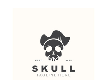 Skull skeleton logo vintage template idea on white background preview picture