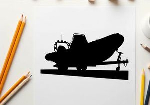 Silhouette of a vintage airplane on a trailer