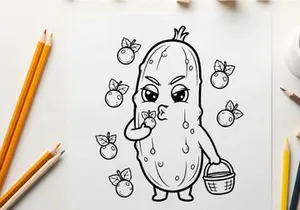 Cute onion character crying holding basket vector illustration