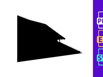 A black and white image of a roof's edge with shingles and gutter preview picture