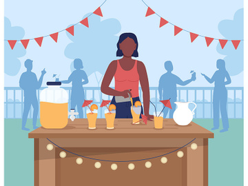 Hosting backyard cocktail party flat color vector illustration preview picture