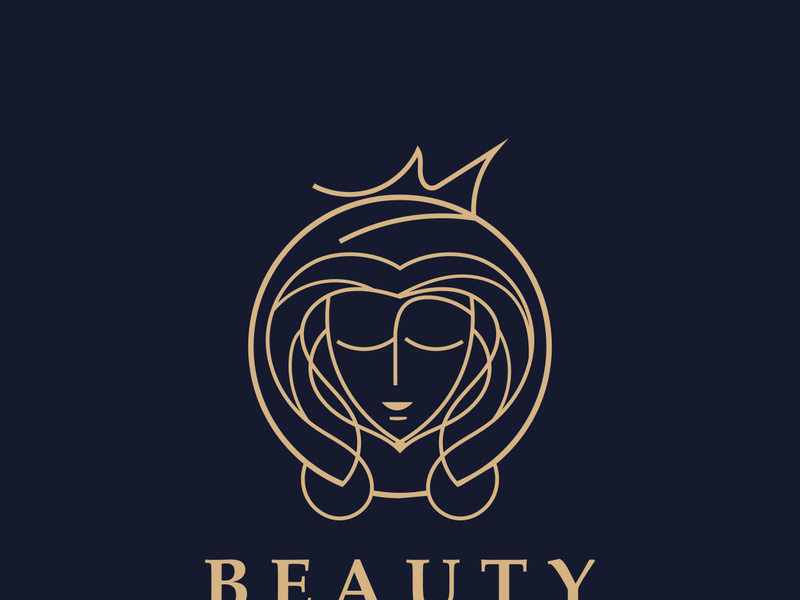 Woman Beauty care logo. fresh Nature beauty face saloon and spa design flat vector