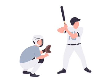 Baseball players flat color vector faceless characters preview picture