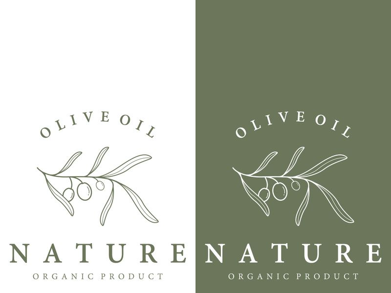 Hand drawn Botanical logo,leaf and natural olive fruit .Herbal, olive oil,cosmetic or beauty.