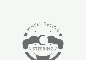 Steering wheel logo automotive car design garage auto repair workshop illustration