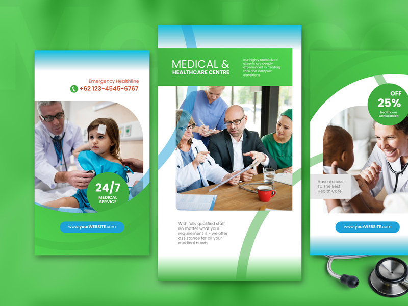 Medical Social Media Story Template Green color theme