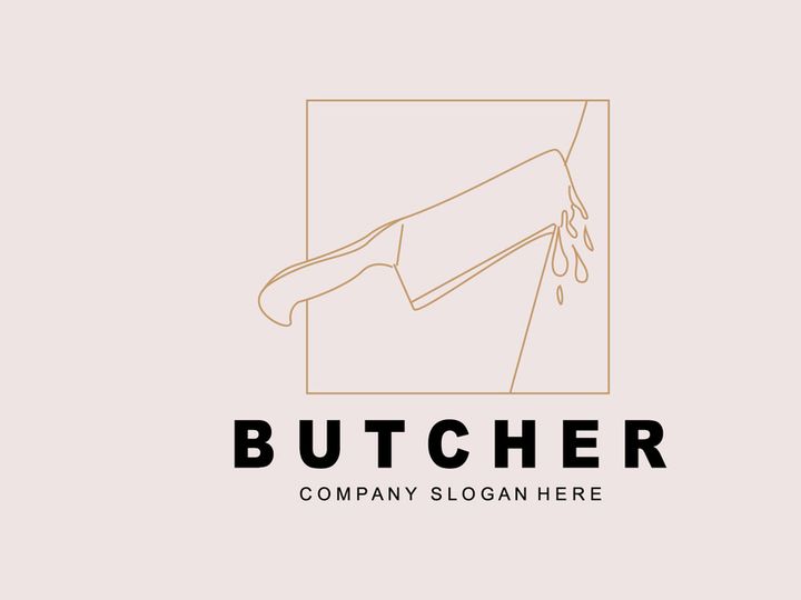 Butcher logo design, Knife Cutting Tool Vector Template, Product Brand Illustration Design For Butcher, Farm, Butcher Shop