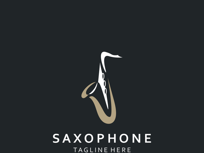 Saxophone music logo design simple modern and minimalist illustration