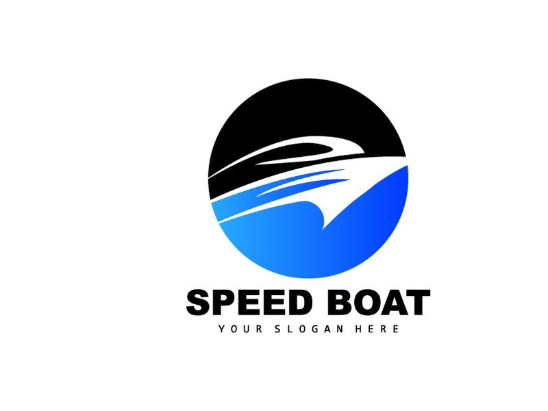 Speed Boat Logo, Fast Cargo Ship Vector, Sailboat, Design For Ship Manufacturing Company, Waterway Shipping, Marine Vehicles