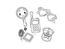 Investigation detective tools flat design vector illustration