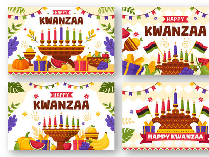 12 Happy Kwanzaa Celebration Illustration