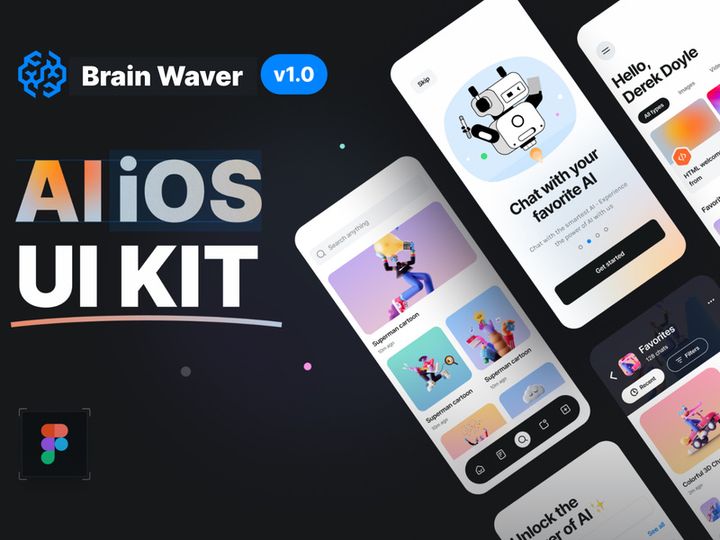 Brain Waver v1.0(By  UI Larax) | AI iOS UI Kit Figma iOS UI kit| designed to enhance the functionality of ChatGPT