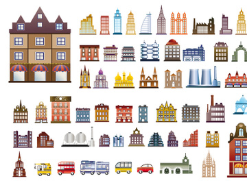 Set of vector buildings preview picture