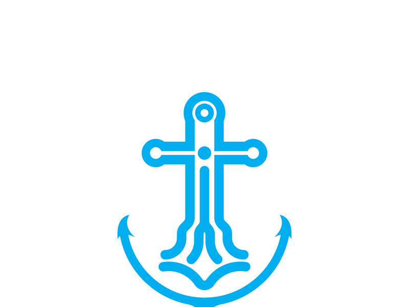 Anchor logo icon boat ship marine navy design vector