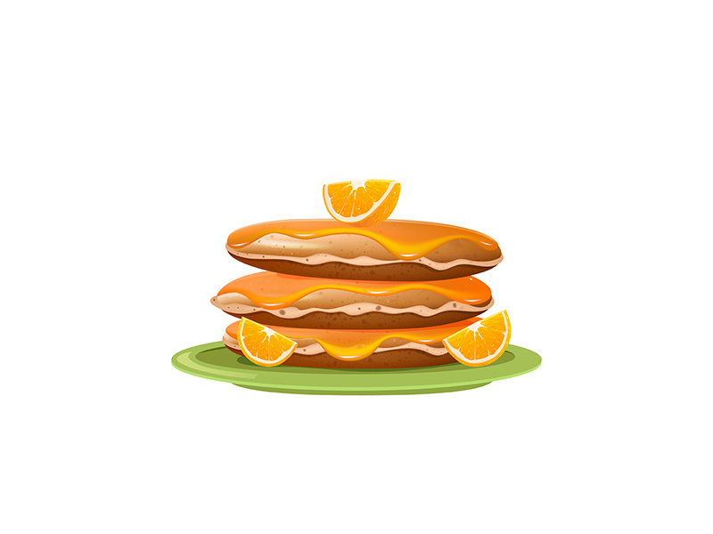 Pancakes with orange jam realistic vector illustration