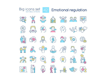 Emotional regulation RGB color icons set preview picture