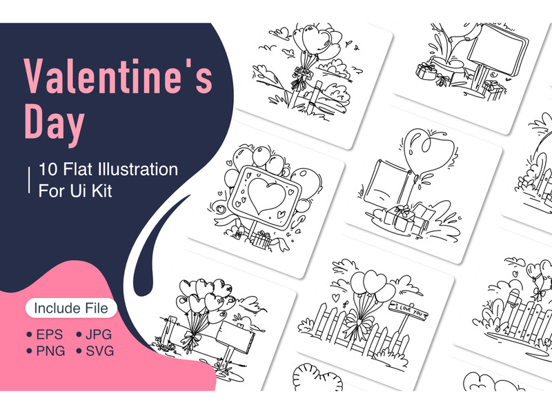 Flat Illustration Romantic Valentines Day