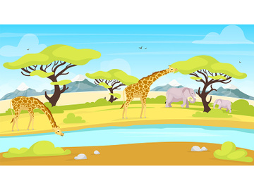 African conservation flat vector illustration preview picture