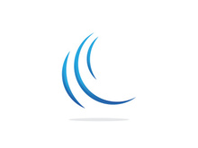 Blue water wave logo, vector icon illustration