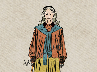 Illustration painting images girl fashion