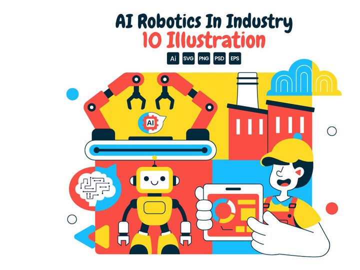 10 AI Robotics In Industry Illustration