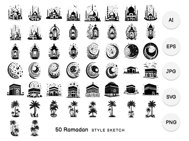 Ramadan Element Draw Black