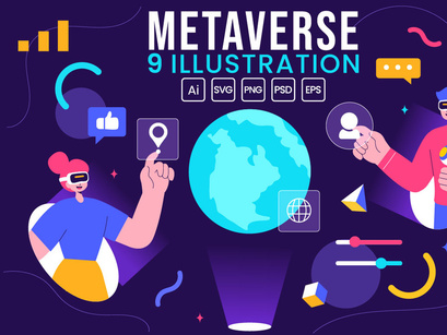 9 Virtual Reality Metaverse Illustration