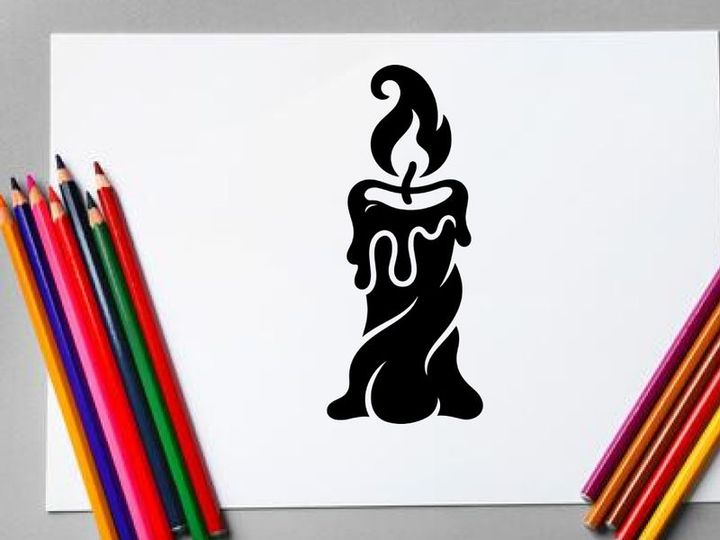 Stylized Candle Illustration with Flame and Dripping Wax