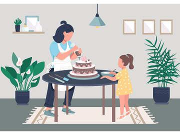 Family cooking flat color vector illustration preview picture