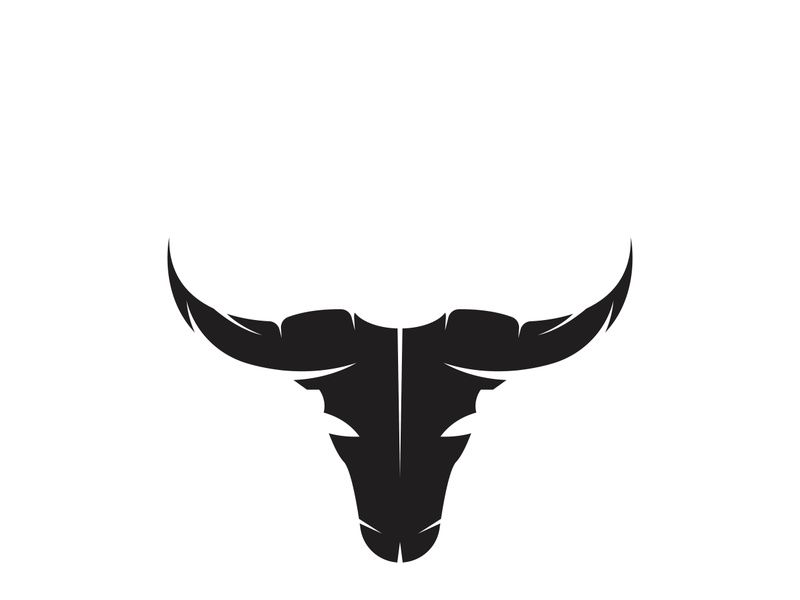 Retro vintage bull head horns logo.