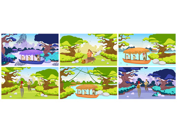 Jungle expedition flat vector illustration preview picture