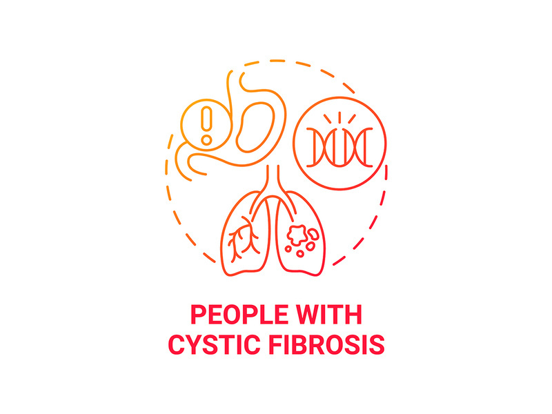 People with cystic fibrosis red gradient concept icon