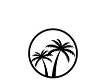 Palm tree summer logo design with creative ideas.
