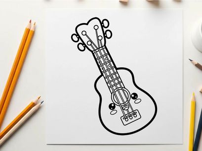 Acoustic guitar flat design vector illustration