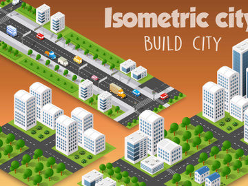Isometric set of the modern 3D city preview picture