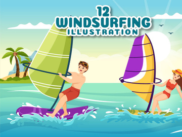 12 Windsurfing Sport Illustration preview picture