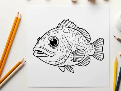 Cute cartoon fish swimming vector illustration flat design