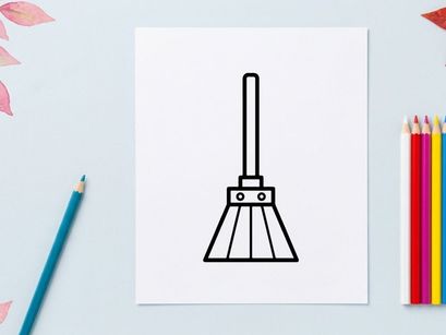 Ikon sapu penyihir. Ilustrasi vektor minimalis sapu sihir untuk Halloween.