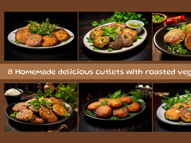 Homemade delicious cutlets with roasted vegetables