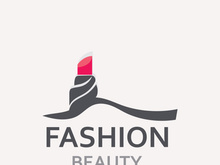 Lipstick logo design for makeup fashion shop and beauty vector cosmetic design template