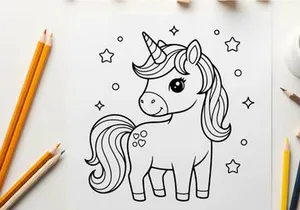 Cute unicorn cartoon smiling magic fantasy vector illustration