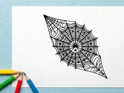 Intricate Spider Web with Dew Drops on Black Background