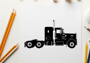 Silhouette of a large semi truck tractor unit