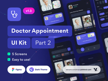 Pocket doc - Online Doctor Consultation Dark Theme UI Kit Part 2 preview picture