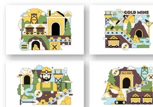 10 Gold Mine Industry Illustration