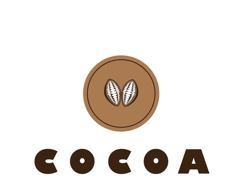 cocoa logo,cocoa bean,cocoa tree,cocoa branches and leaves,chocolate mix on white background,vintage,modern,simple,minimalist icon illustration template design vector