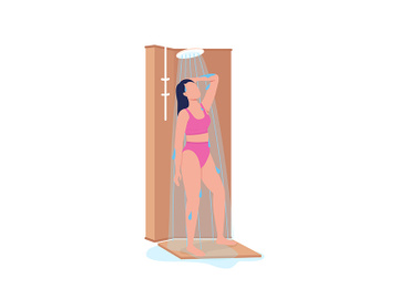Girl taking shower semi flat color vector character preview picture