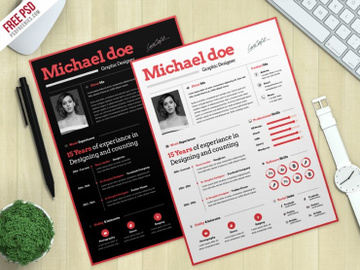Simple CV Resume Template Free PSD preview picture