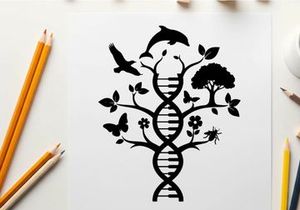 DNA Tree of Life with Animals and Plants Vector