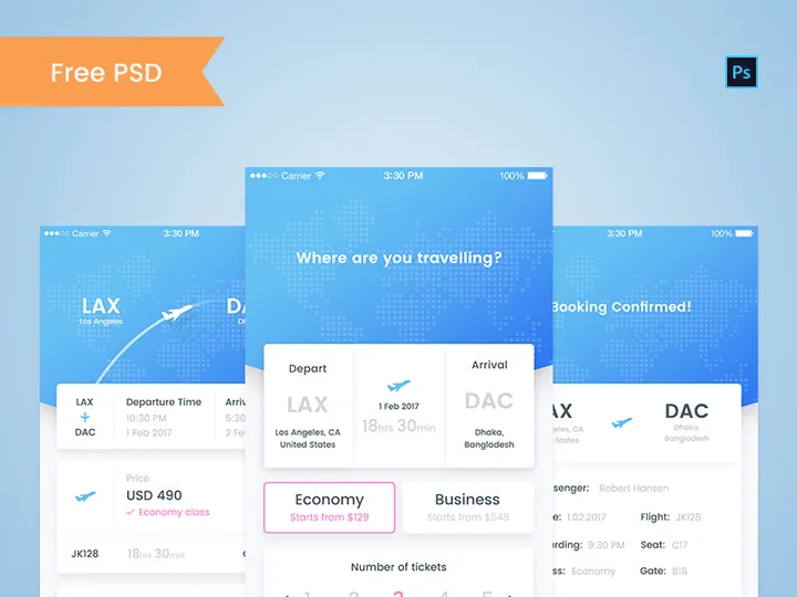 EasyFlight booking app [PSD]
